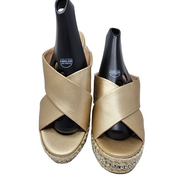 Gold Charles By Charles David Cate Rhinestone Wedge Sandal 9.5M - Picture 10 of 11